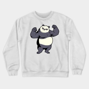 Fitness bodybuilder Panda shows muscles - weight training Crewneck Sweatshirt